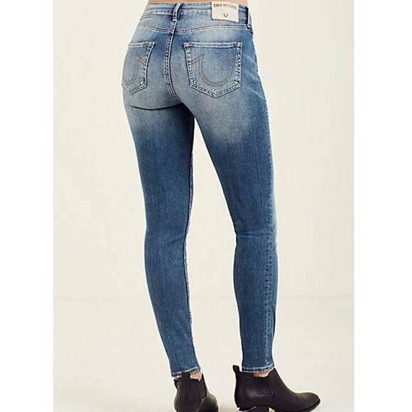 True Religion Women's Jennie Curvy Mid Rise Skinny Jeans Blue Stretch Size 6/28 - Picture 1 of 10